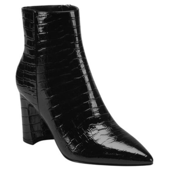 Marc Fisher Crocodile Daith Pointed Toe Block Heel Zip-Up Leather Boota Size 10M - Picture 12 of 13